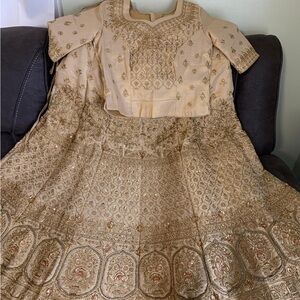 Elegant Gold Embroidered Kids Dress